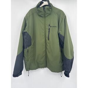 Columbia Softshell Omni Shield Fleece Lined Green Black Jacket Mens Large